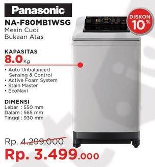 Promo Harga PANASONIC NA-F80MB1 | Washing Machine Top Loading 8kg  - Courts