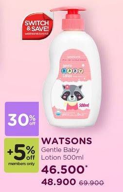 Promo Harga WATSONS Gentle Baby Lotion All Variants 500 ml - Watsons