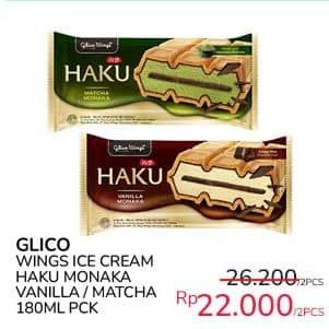 Promo Harga Glico Haku Vanilla Monaka, Matcha Monaka 180 ml - Indomaret