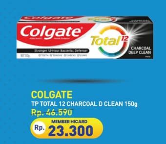 Promo Harga Colgate Toothpaste Total Charcoal Deep Clean 150 gr - Hypermart