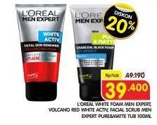 Promo Harga LOREAL MEN Facial Foam Expert Oil, Volcano Red Foam, Expret Pure Matte 100 ml - Superindo
