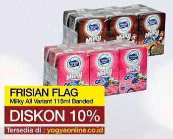 Promo Harga FRISIAN FLAG Susu UHT Milky Chocolate, Strawberry 115 ml - Yogya