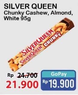 Promo Harga Silver Queen Chunky Bar Cashew, Almonds, White 95 gr - Alfamart