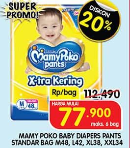 Promo Harga Mamy Poko Pants Xtra Kering L42, M48, XL38, XXL34 34 pcs - Superindo
