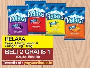 Promo Harga RELAXA Candy Grape, Cherry Mint, Lemon Funz, Orange per 3 pouch 125 gr - Yogya