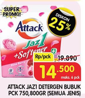 Promo Harga Attack Jaz1 Detergent Powder All Variants 750 gr - Superindo