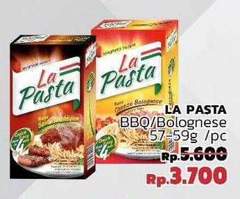 Promo Harga LA PASTA Spaghetti Instant Cheese Bolognese, Spicy Barbeque 57 gr - LotteMart