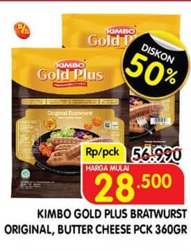 Promo Harga Kimbo Gold Plus Bratwurst Butter Cheese, Original 360 gr - Superindo