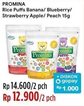 Promo Harga Promina Puffs Pisang, Blueberry, Strawberry Apple, Peach 15 gr - Indomaret