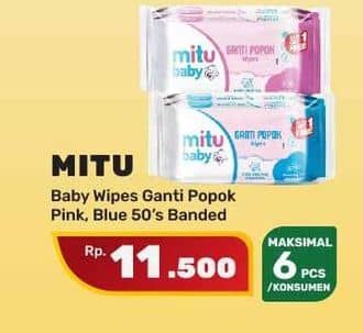 Promo Harga Mitu Baby Wipes Ganti Popok Pink Sweet Rose, Blue Charming Lily 50 pcs - Yogya