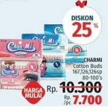 Promo Harga CHARMI Cotton Buds 167/126 80-100s  - LotteMart