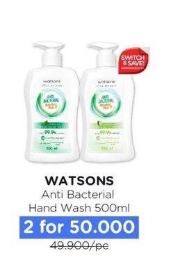 Promo Harga Watsons Anti Bacterial Cream Hand Wash 500 ml - Watsons