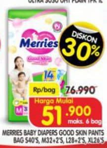 Promo Harga Merries Pants Good Skin S40, M34, L30, XL26 26 pcs - Superindo