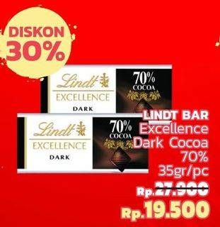 Promo Harga LINDT Coklat Excellence Dark Cocoa 70% 35 gr - LotteMart