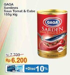 Promo Harga GAGA Sardines Tomat Cabe 155 gr - Indomaret
