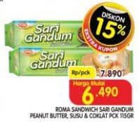 Promo Harga Roma Sari Gandum Peanut Butter, Susu Cokelat 115 gr - Superindo