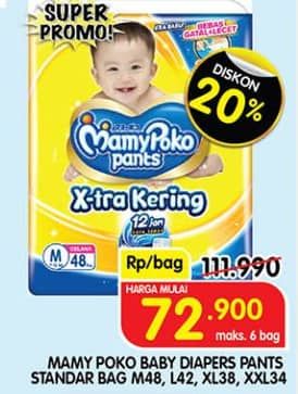 Promo Harga Mamy Poko Pants Xtra Kering M48, L42, XL38, XXL34 34 pcs - Superindo