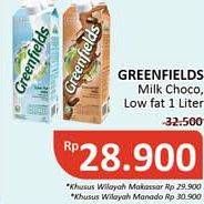 Promo Harga GREENFIELDS UHT Low Fat, Choco Malt 1000 ml - Alfamidi