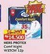 Promo Harga Hers Protex Comfort Night Wing 35cm 12 pcs - Alfamart