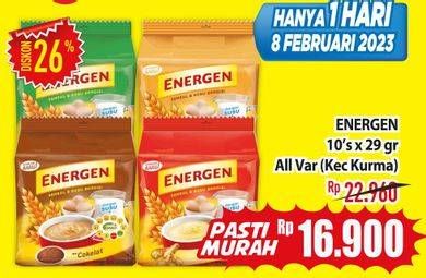 Promo Harga Energen Cereal Instant Kecuali Kurma per 10 sachet 30 gr - Hypermart