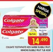 Promo Harga Colgate Toothpaste Kids Barbie, Minion 40 gr - Superindo