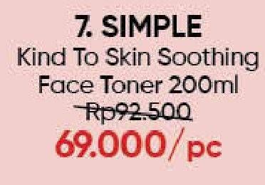 Promo Harga SIMPLE Kind to Skin Soothing Facial Toner 200 ml - Guardian