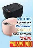 Promo Harga PHILIPS/LOCK & LOC/PANASONIC/RAVELLE Rice Cooker Digital  - Hypermart
