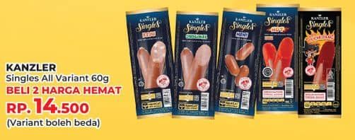 Promo Harga Kanzler Sosis Single All Variants 60 gr - Yogya