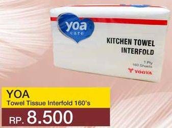 Promo Harga YOA Care Kitchen Towel Tissue Interfold Kosong 160 sheet - Yogya