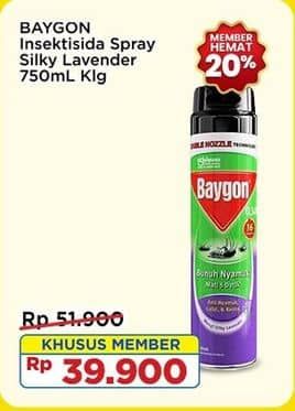 Promo Harga Baygon Insektisida Spray Silky Lavender 750 ml - Indomaret