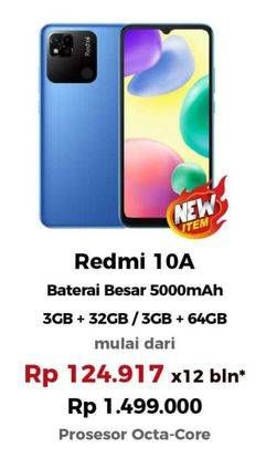 Promo Harga Xiaomi Redmi 10A 3 GB + 32 GB, 3 GB + 64 GB  - Erafone