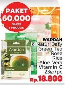 Promo Harga WARDAH Nature Daily Sheet Mask Green Tea, Rose, Rice, Aloe Vera, Vit C per 5 sachet - LotteMart