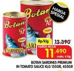 Promo Harga Botan Sardines Premium In Tomato Sauce 155 gr - Superindo