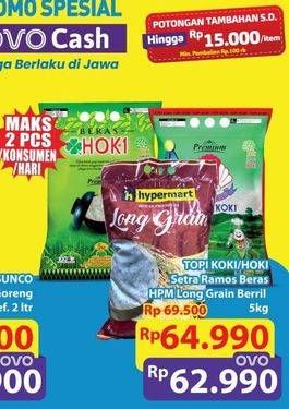 Promo Harga Topi Koki Beras Setra Ramos/ Hoki Beras Premium/ Hypermart Beras Long Grain  - Hypermart