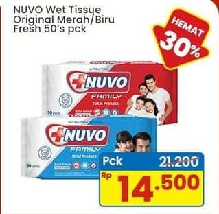 Promo Harga Nuvo Wet Wipes Antiseptic Fresh, Original 50 sheet - Indomaret