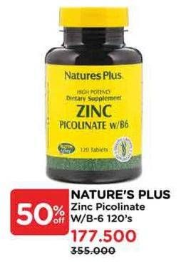 Promo Harga Natures Plus Zinc Picolinate W/B-6 120 pcs - Watsons