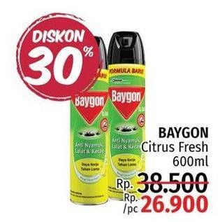 Promo Harga BAYGON Insektisida Spray Citrus Fresh 600 ml - LotteMart