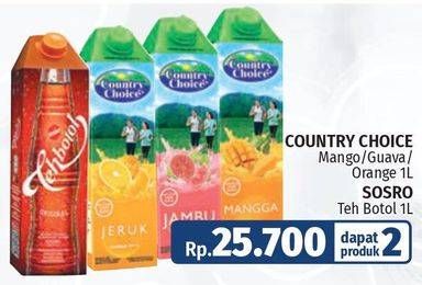 Promo Harga COUNTRY CHOICE Jus Buah + SOSRO Teh Botol   - LotteMart