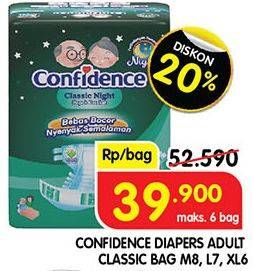 Promo Harga Confidence Adult Diapers Classic Night L7, XL6, M8 6 pcs - Superindo