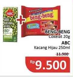 Promo Harga BENG-BENG Wafer 3s 20gr + ABC Minuman Sari Kacang Hijau 250ml  - Alfamidi