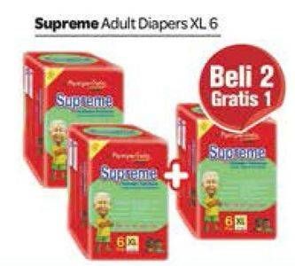 Promo Harga SUPREME Adult Diapers XL6 per 2 pouch - Carrefour