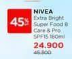 Promo Harga Nivea Extra Bright 10 Super Vitamins & Skin Food Serum 180 ml - Watsons