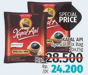 Promo Harga KAPAL API Kopi Bubuk Special Mix per 20 sachet 25 gr - LotteMart