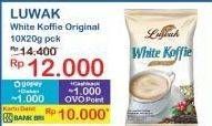 Promo Harga Luwak White Koffie Original per 10 sachet 20 gr - Indomaret