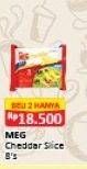Promo Harga MEG Cheddar Slice per 2 pouch 8 pcs - Alfamart