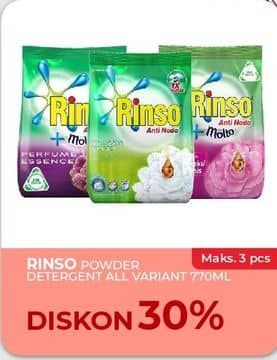 Promo Harga Rinso Anti Noda Deterjen Bubuk All Variants 770 gr - Yogya