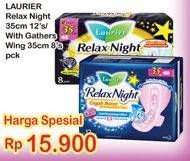 Promo Harga LAURIER Relax Night 35cm 12s / With Gathers 8s  - Indomaret
