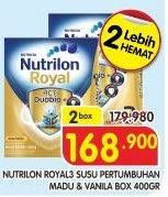 Promo Harga NUTRILON Royal 3 Susu Pertumbuhan Madu, Vanila per 2 box 400 gr - Superindo