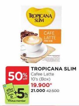 Promo Harga Tropicana Slim Caffe Latte Minuman Bebas Gula per 10 pcs 14 gr - Watsons