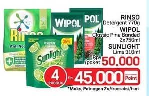 Promo Harga Rinso Detergent + Wipol Karbol + Sunlight Pencuci Piring  - LotteMart